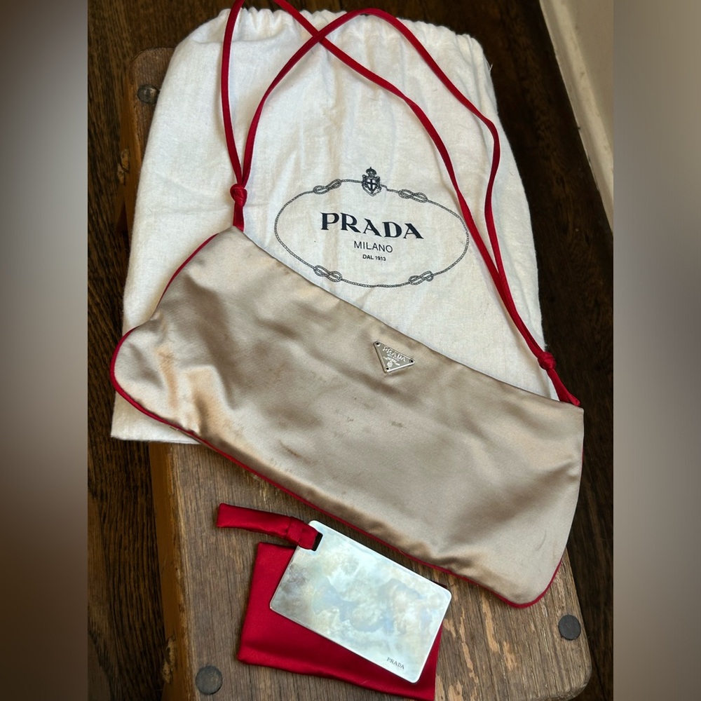 Authentic Prada Ivory Satin Beaded Purse